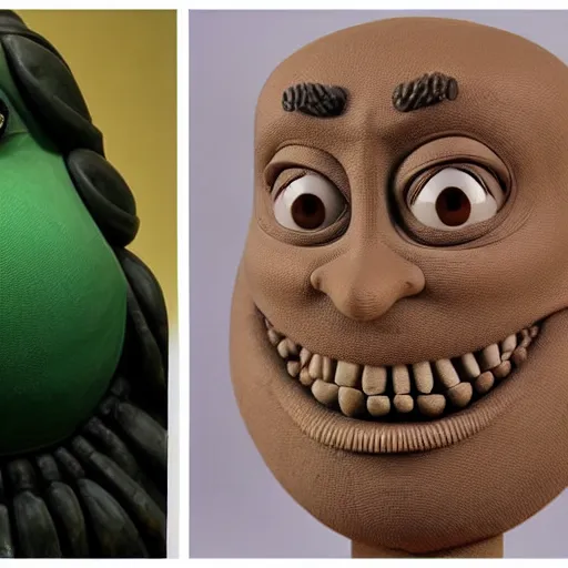 Prompt: intricate detailed bust of mike wazowski being handcrafted by mao zedong