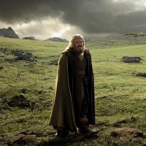 Image similar to movie still of Thanos as a hobbit in Lord of the Rings