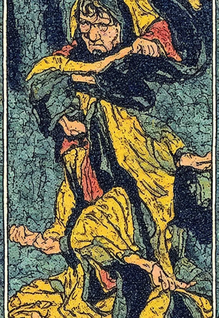 Image similar to Yann LeCun as Hermit on the Rider–Waite tarot