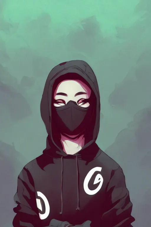 Prompt: a 1 5 year old in a black hoodie with the hood on his head wearing black pants and shoes and round sunglasses and a black mask in the style of artgerm, charlie bowater, atey ghailan and mike mignola, vibrant colors and hard shadows and strong rim light, plain background, comic cover art, trending on artstation