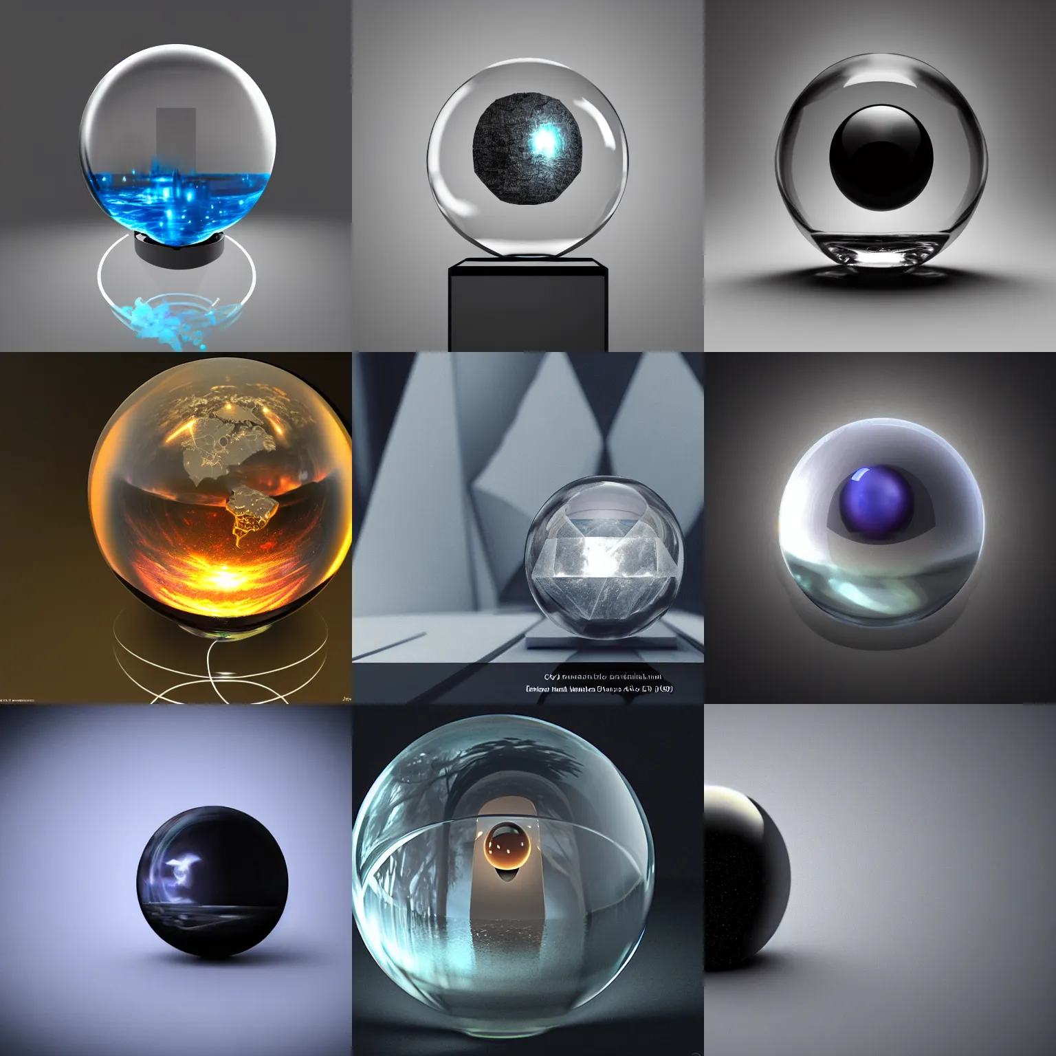 Prompt: A dark cube in a crystal ball, 8k photorealistic, HD, high details, concept art, trending on artstation