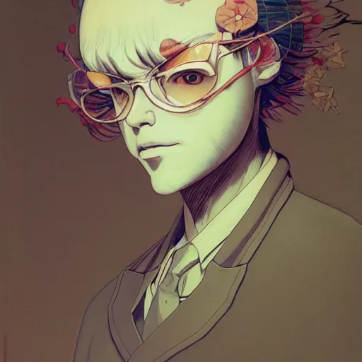 Image similar to prompt : wierd character portrait soft light painted by james jean and katsuhiro otomo and erik jones, inspired by evangeleon anime, smooth face feature, intricate oil painting, high detail illustration, sharp high detail, manga and anime 1 9 9 9