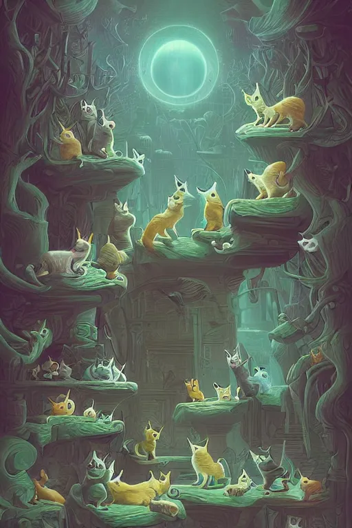 Prompt: dream of a thousand cats by greg rotkowski and andres rocha