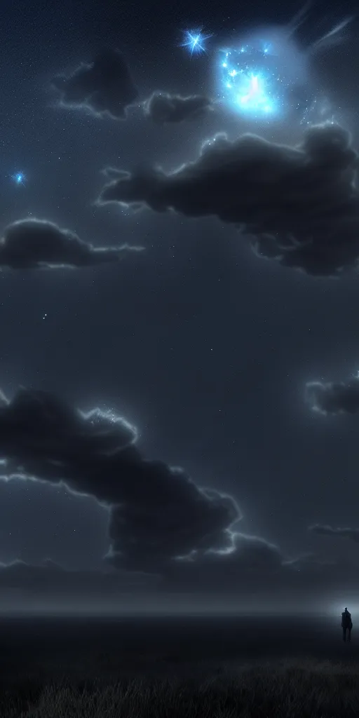 Prompt: a pitch black sky, with some constellations visible, matte painting, concept art, 4 k