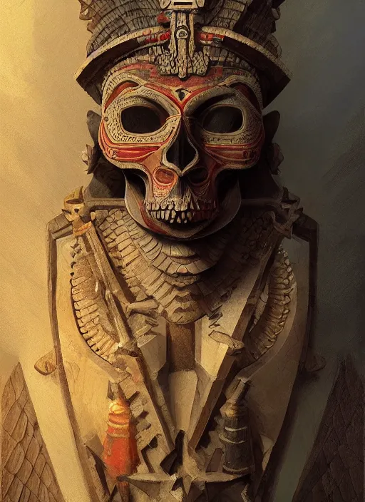 Image similar to digital _ painting _ of _ triangle head mayan god of death _ by _ filipe _ pagliuso _ and _ justin _ gerard _ symmetric _ fantasy _ highly _ detailed _ realistic _ intricate _ port