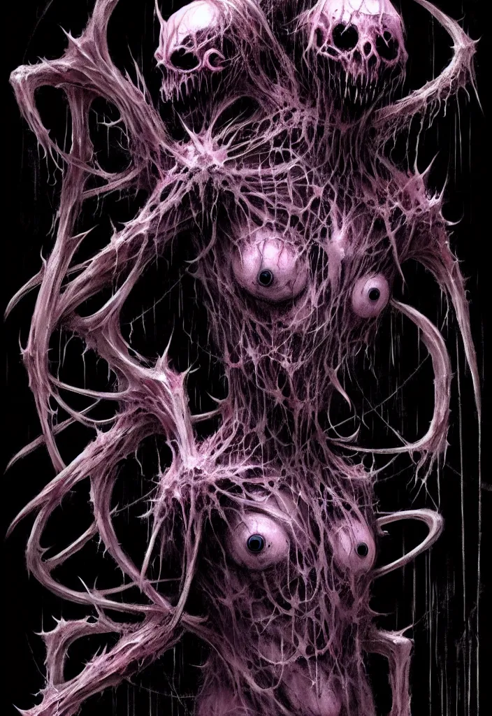 Image similar to a strange eerie magical scary creature in an eerie uncanny hell, transluscent neon, horror, concept art, detailed, award - winning, cinematic, by emil melmoth, by tsutomu nihei, by wayne barlowe,
