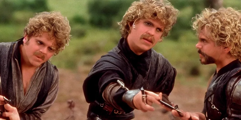 Image similar to princess bride 1 9 9 0, vhs, movie stills, action scenes, real life, spotted, ultra realistic, accurate, 4 k, movie still, uhd, sharp, detailed, cinematic, render, modern