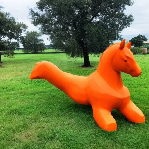 Prompt: a craigslist post selling a giant orange horse in a blue field