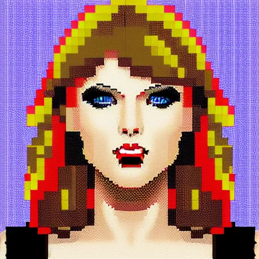 Image similar to 8 - bit pixel art of taylor swift, artstation, cute