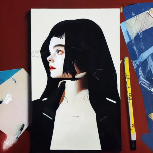 Image similar to Elle Fanning in a noir film picture by Sachin Teng, asymmetrical, dark vibes, Realistic Painting , Organic painting, Matte Painting, geometric shapes, hard edges, graffiti, street art:2 by Sachin Teng:4