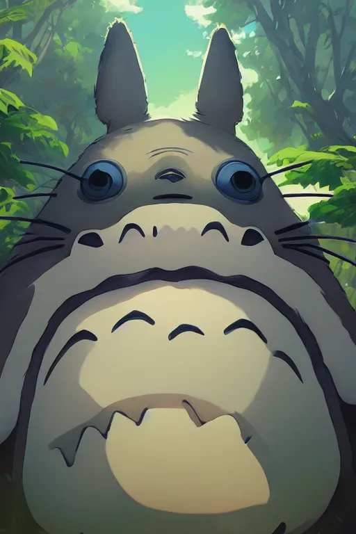 Image similar to Totoro portrait, by Jesper Ejsing, RHADS, Makoto Shinkai and Lois van baarle, ilya kuvshinov, rossdraws global illumination