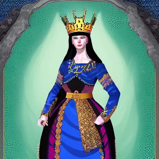 Prompt: hypothetical queen of ukraine, if ukraine was a monarchy, digital art