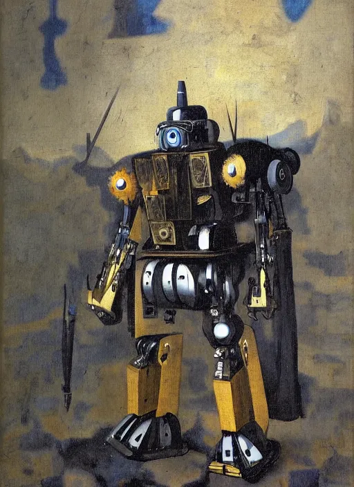 Image similar to mecha robot warrior by Johannes Vermeer