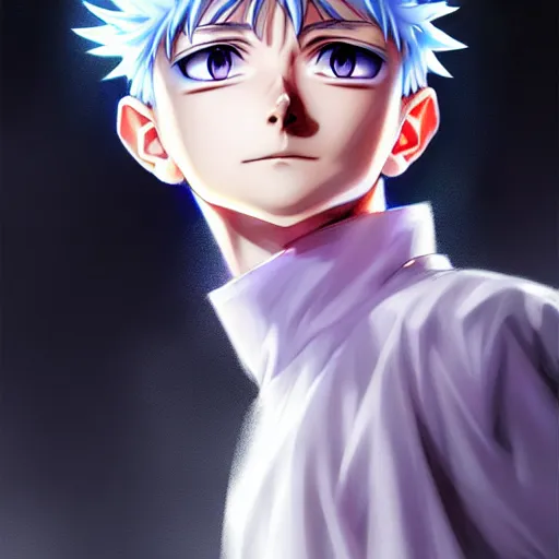 Prompt: killua zoldyck portrait, made by stanley artgerm lau, wlop, rossdraws, james jean, andrei riabovitchev, marc simonetti, yoshitaka amano, artstation, cgsociety