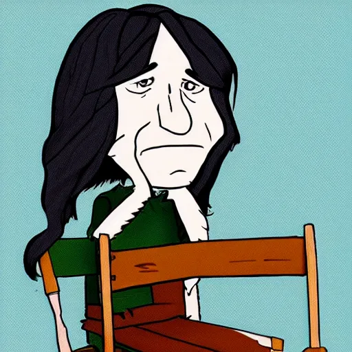 Image similar to A portrait of Severus Snape sitting on a chair, illustration, digital art, in the style of Calvin and Hobbes