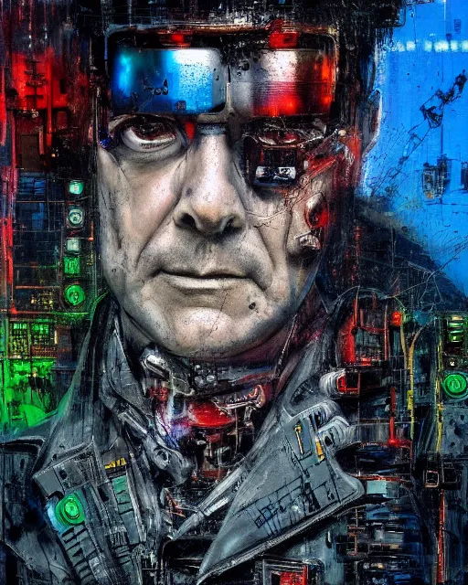 Image similar to photo of lieutenant columbo as a cyborg, advanced technology, cyberpunk, city, scifi, full of color, moody, atmosphere, 8 k high definition, insanely detailed, intricate, by guy denning, mark brooks