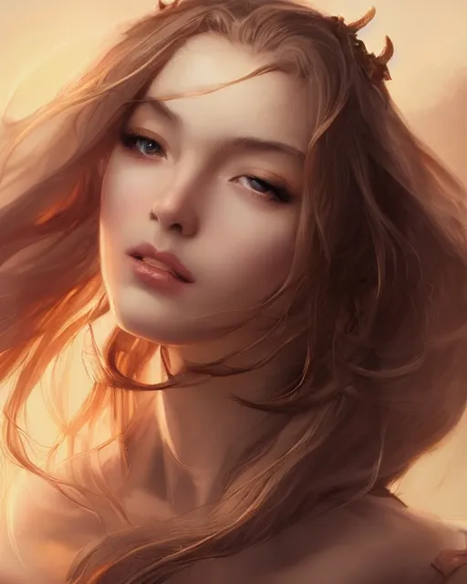 Image similar to a beautiful female cleric, ethereal, dreamy, backlit, highly detailed, stern expression, realistic lighting, sharp focus, windswept, rule of thirds, symmetrical facial features, by artgerm, wlop, rossdraws, frank frazetta, andrei riabovitchev, trending on artstation, hd, 4 k, fantasy