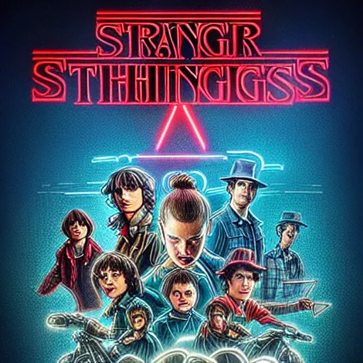 Image similar to logo in the style of stranger things saying abcd, trending on artstation