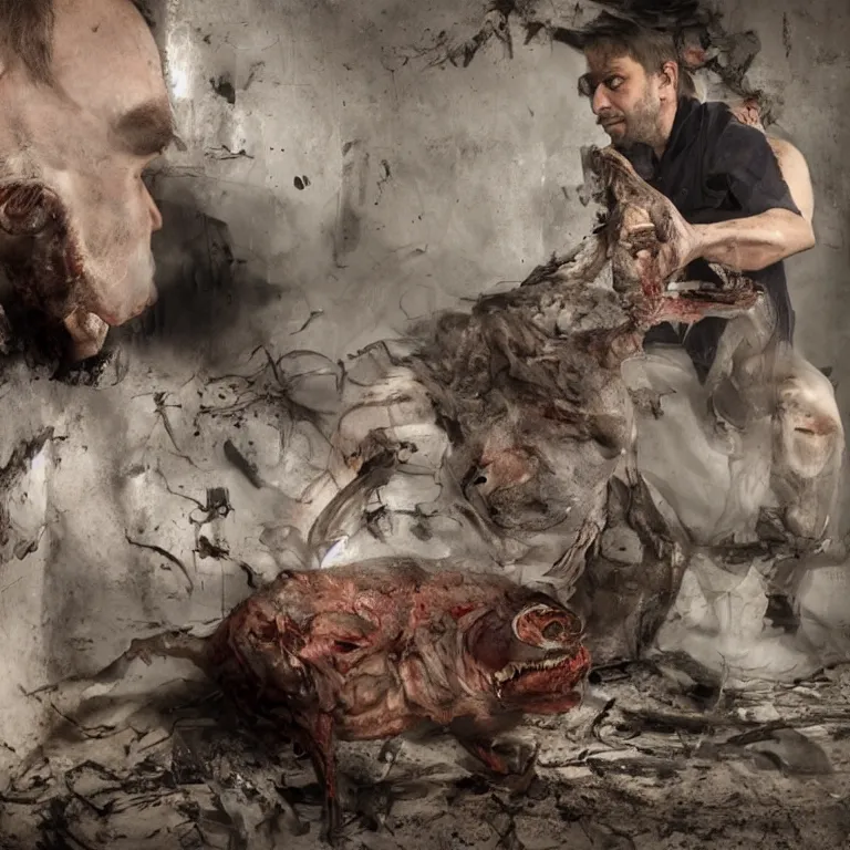 Image similar to laboratory miniature creature in pain and anger and revange by Christopher Soukup, David Fincher, Dan Witz, Gregory Crewdson, Huleeb, Lee Griggs, Mike Nash, Paul Chadeisson, Stephen Shore, sideshow collectibles, Terry Richardson, Vitaly Bulgarov