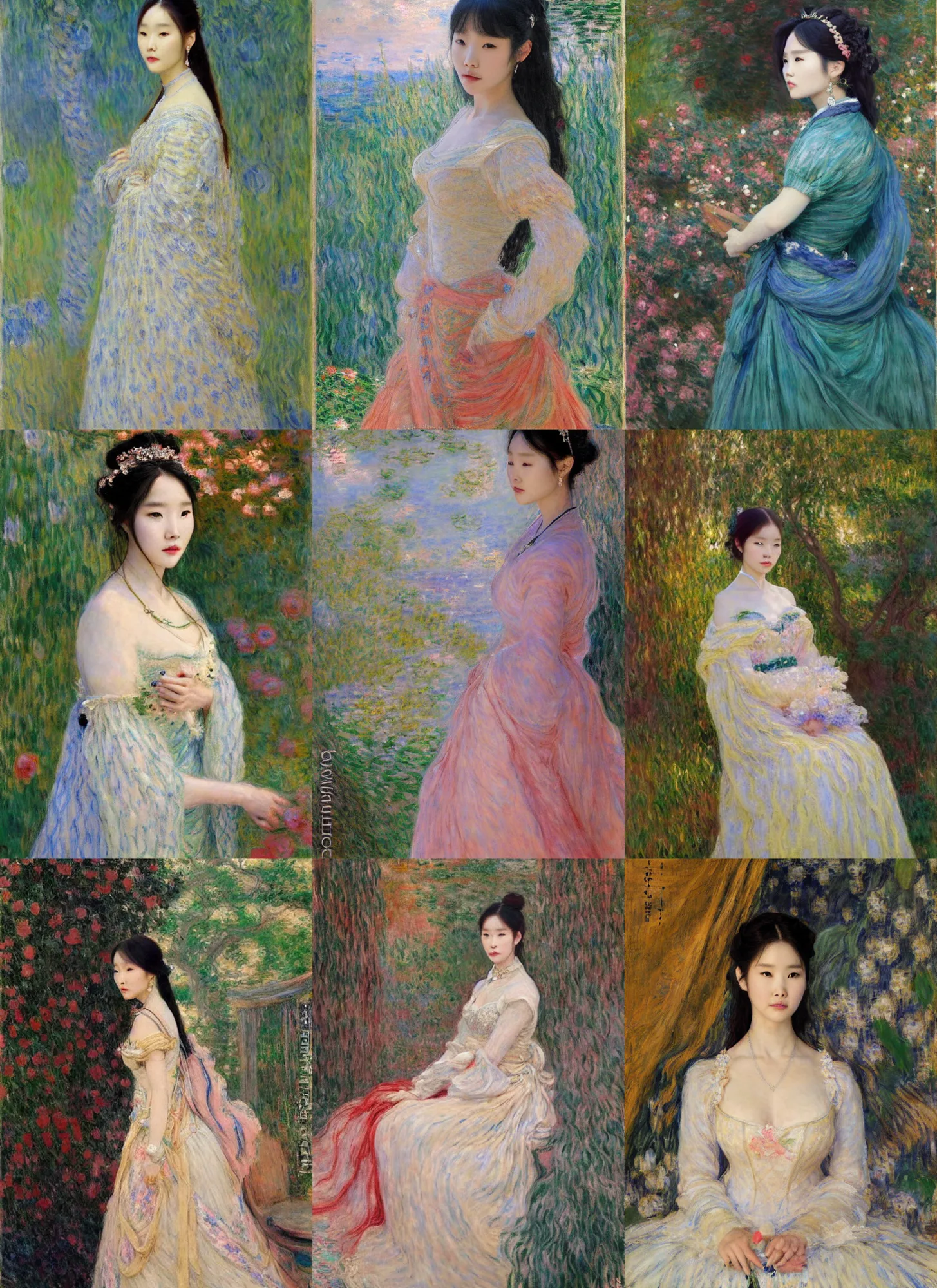 Prompt: lee ji - eun as an alluring luxurious princess by donato giancola and claude monet, rule of thirds, seductive look, beautiful, refined, masterpiece