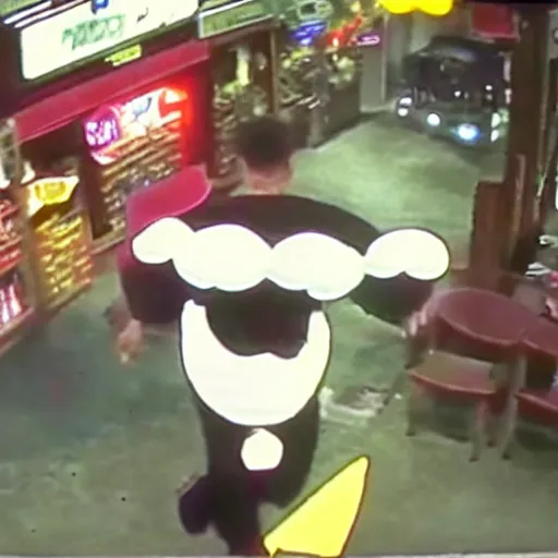 Prompt: cctv footage of funny goofy silly