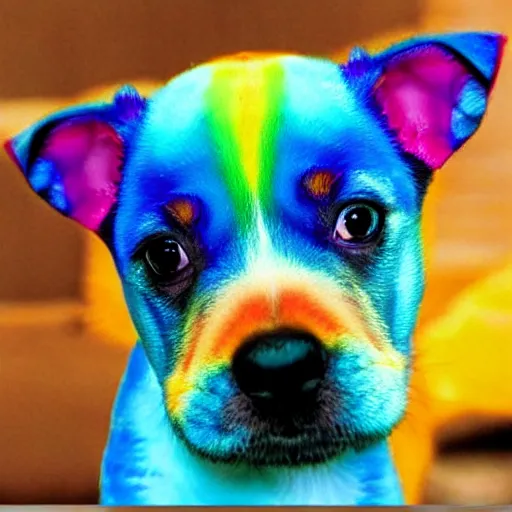 Image similar to rainbow puppy