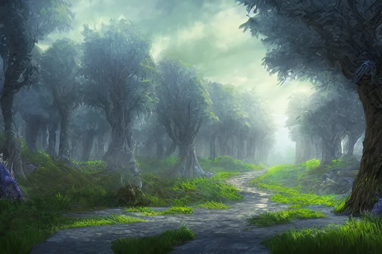 Image similar to the roads of zangarmarsh, digital art,