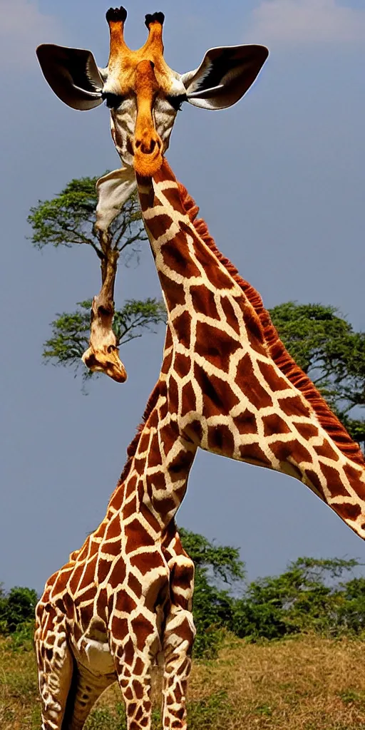 Image similar to giraffe with angel wings on its back, full body shot, wings, by studio ghibli