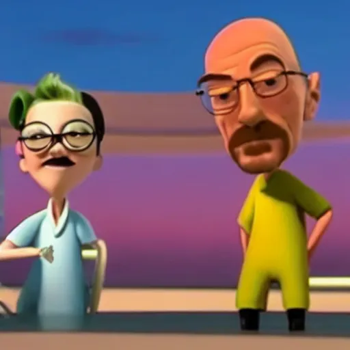 Image similar to a screenshot of Walter White in Meet The Robinsons (2007) vhs quality, set on night