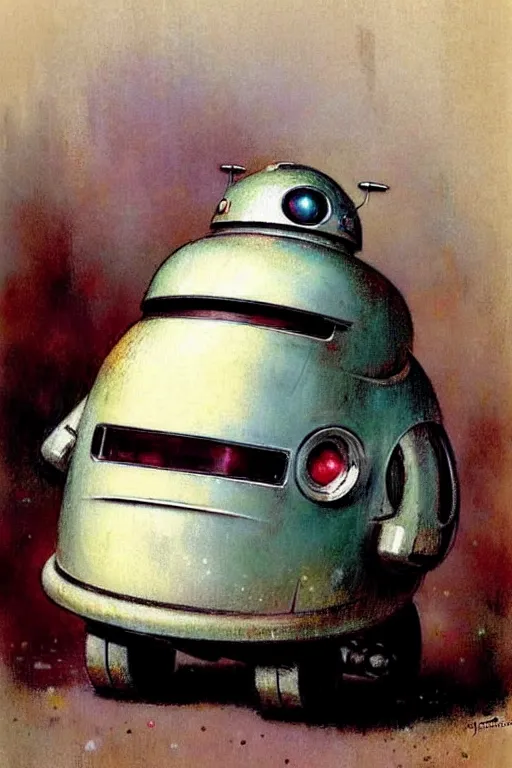 Prompt: ( ( ( ( ( 1 9 5 0 s retro future android robot fat robot hobbit wagon. muted colors., ) ) ) ) ) by jean - baptiste monge,!!!!!!!!!!!!!!!!!!!!!!!!! chrome red