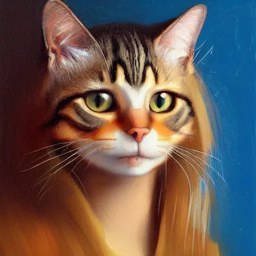 Image similar to a cat, dmitry spiros, leonardo da vinci, jacques - louis david, johannes vermeer, 8 k, wide angle, trending on artstation,