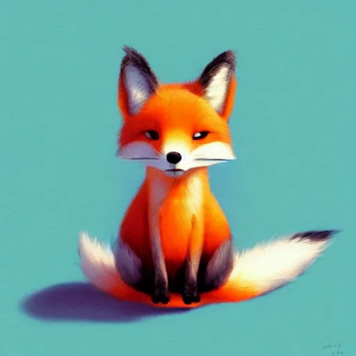 Prompt: goro fujita ilustration a mini fox with a fluffy tail sitting by goro fujita, painting by goro fujita, sharp focus, highly detailed, artstation