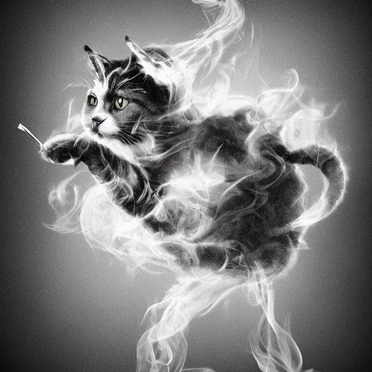 Image similar to smoke in shape of cat, concept art, artworks art