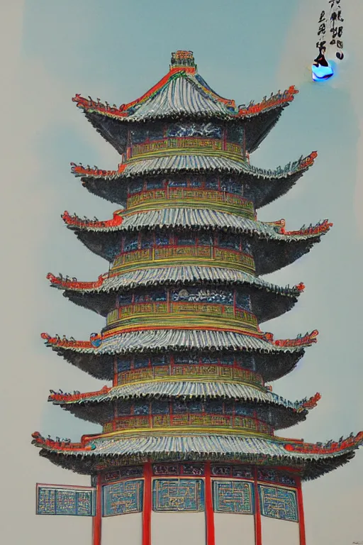 Prompt: A painting of the traditional Chinese tower