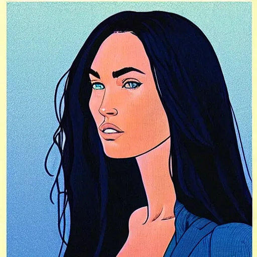 Image similar to “ megan fox retro minimalist portrait by jean giraud, moebius starwatcher comic, 8 k ”