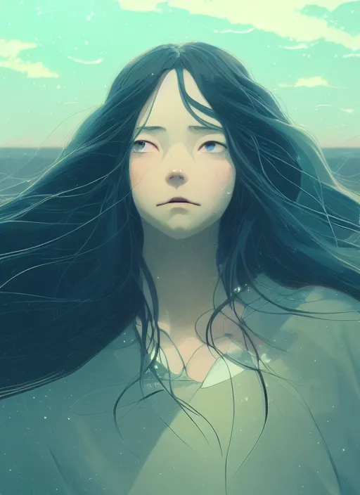 Prompt: portrait of a girl, cloudy sky background lush landscape ln illustration concept art lotr anime key visual portrait long flowing hair fine detail delicate features gapmoe kuudere trending pixiv by victo ngai fanbox by greg rutkowski makoto shinkai takashi takeuchi studio ghibli