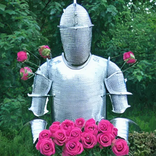 Image similar to a knight made out of roses