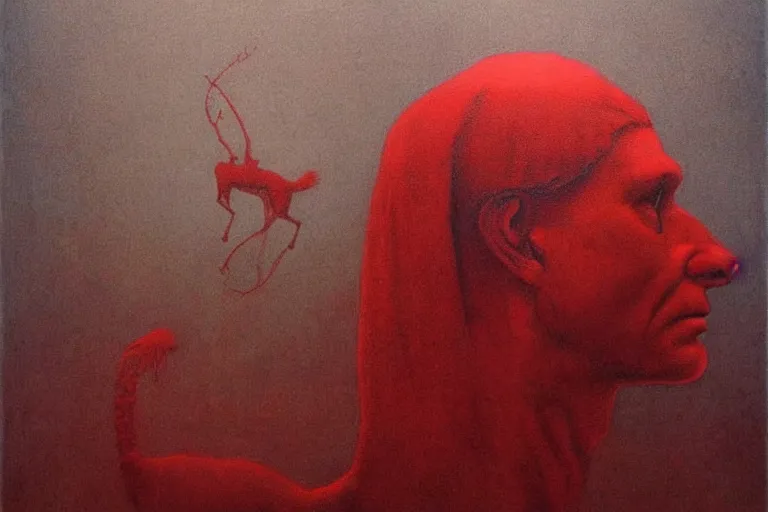 Prompt: only with red, caesar, a red tiger, in hoc signo vinces, win, an ancient path, in the style of beksinski, part by hopper, part by rodcenko, part by hofbauer, intricate composition, red by caravaggio, insanely quality, highly detailed, masterpiece, red light, artstation