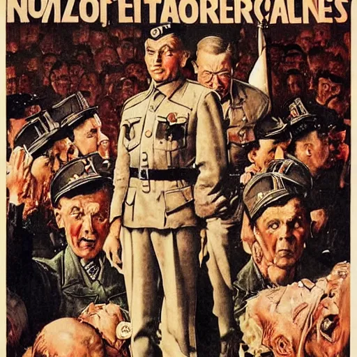 Prompt: Nazi Chronicles, movie poster, artwork by Norman Rockwell