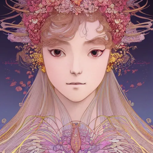 Image similar to a beautiful exquisite delicate hyperdetailed character design 4 k wallpaper illustration of a phoenix princess, victo ngai style, finely detailed perfect face delicate features directed gaze, style of studio ghibli, makoto shinkai, raphael lacoste, louis comfort tiffany, denoise, deblurring, artgerm, james jean, ross tran, alphonse maria mucha, chinese style