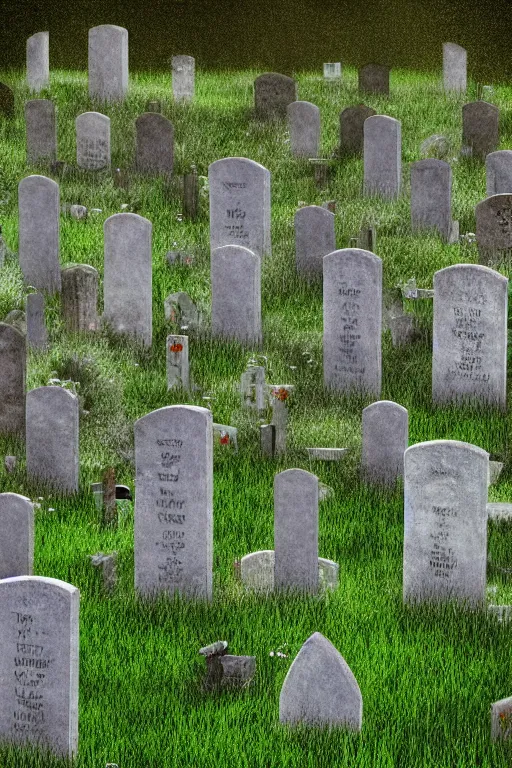 Prompt: realistic detailed photo of the windows xp bliss hills screensaver with a graveyard, with many gravestones made from stone, hyper detailed, sigma 5 0 mm