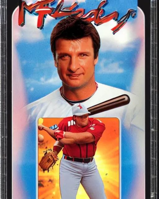 Prompt: futuristic nft baseball card of nathan fillion, full - view
