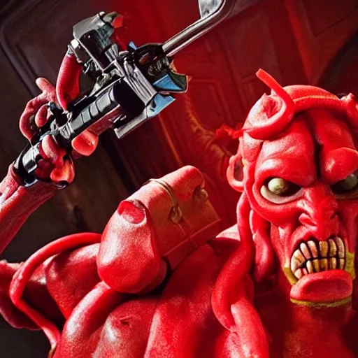 Image similar to twizzlers!!!! hellboy, movie still, high detail