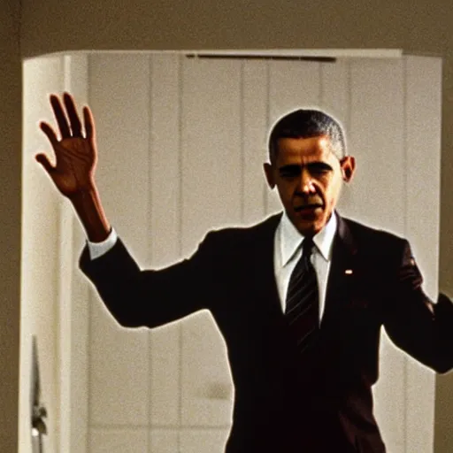 Prompt: Barrack Obama in American Psycho (1999)