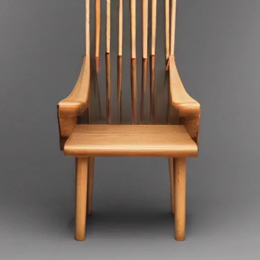 Image similar to a wooden chair with a large sharp spike in the middle of the seat of the chair