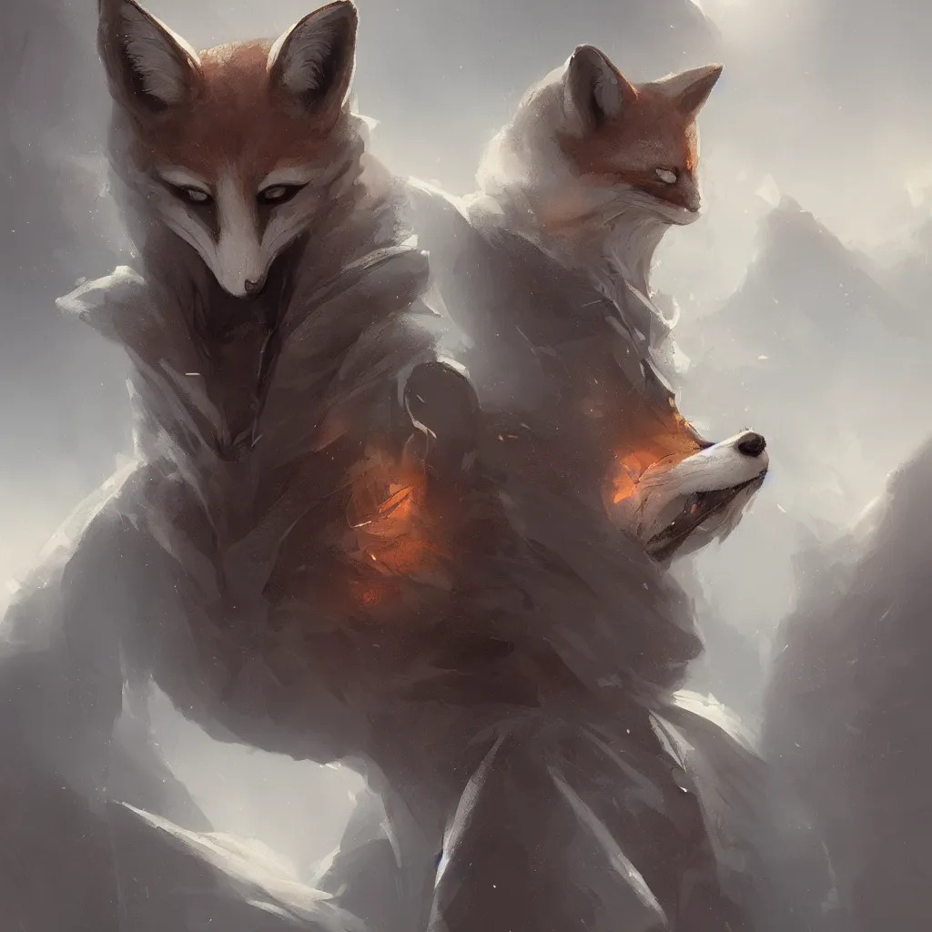 Image similar to an anthropomorphic fox wearing a hoodie and anonymous mask, concept art, digital painting, highly detailed, style by jordan grimmer and greg rutkowski, illustration