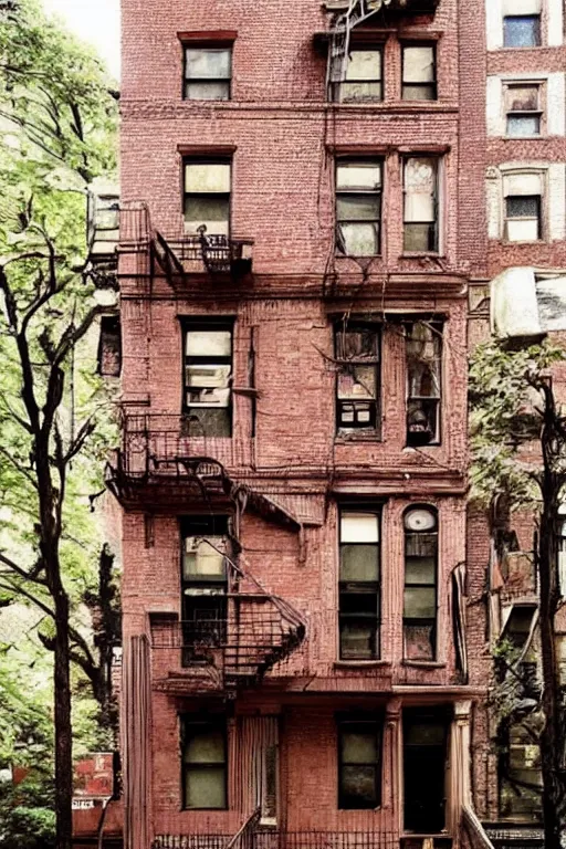 Image similar to (((((a ramshackle manhattan brick brownstone deep in the forest))))) by Wes Anderson !!!!!!!!!!!!!!!!!!!!!!!!!!!