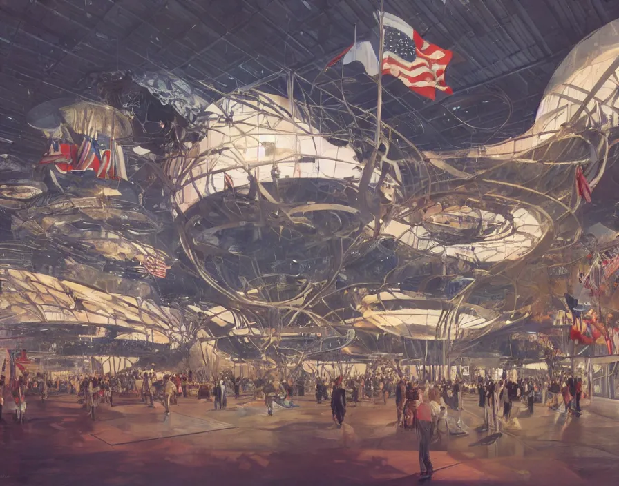 Image similar to the usa pavilion at expo'7 4 in spokane washington. art by alejandro burdisio and federico pelat and greg rutkowski