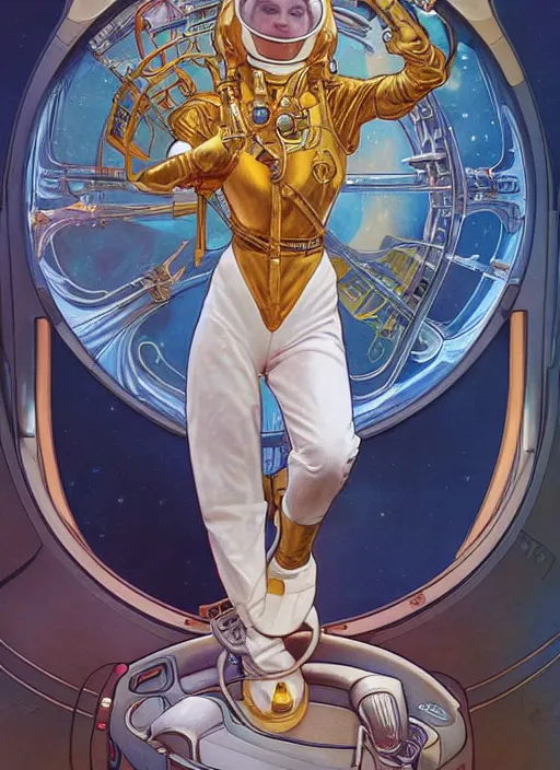 Image similar to Donald Duck as an astronaut, woman, fantasy, intricate, elegant, highly detailed, centered, digital painting, artstation, concept art, smooth, sharp focus, illustration, art by artgerm and donato giancola and alphonse mucha