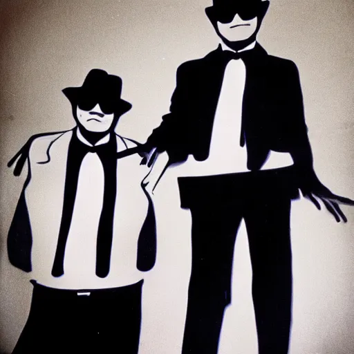 Image similar to the blues brothers as conjoined twins